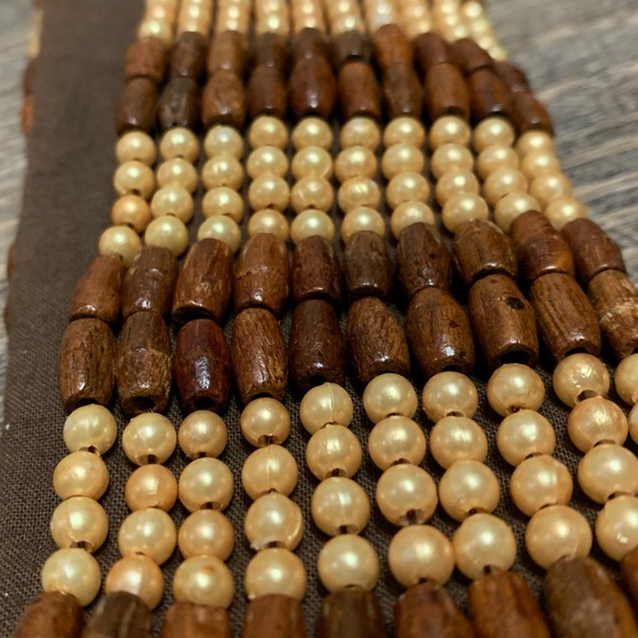 BABA CLOTHING WOOD and FAUX PEARL BOHO BEADED BELT - Picture 5 of 12
